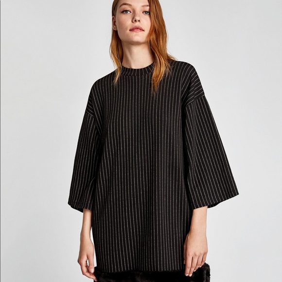 Zara Striped Mini Dress Faux Fur Trim Holiday Sm - Picture 3 of 8